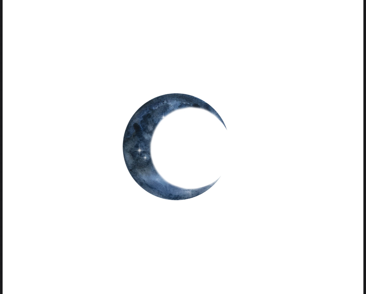 Menstrual Phase Dark crescent moon symbol representing the menstrual phase  rest, warmth, and release.”